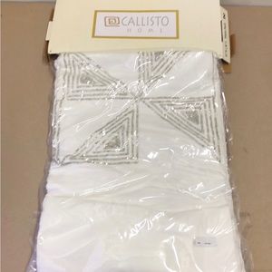 Callisto Home White Triangle Beaded Drapes Curtain Panels